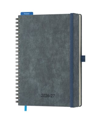18 Month Spiral Bound Academic Planner Vertical Layout Leather Soft Cover With Monthly Tabs Pocket