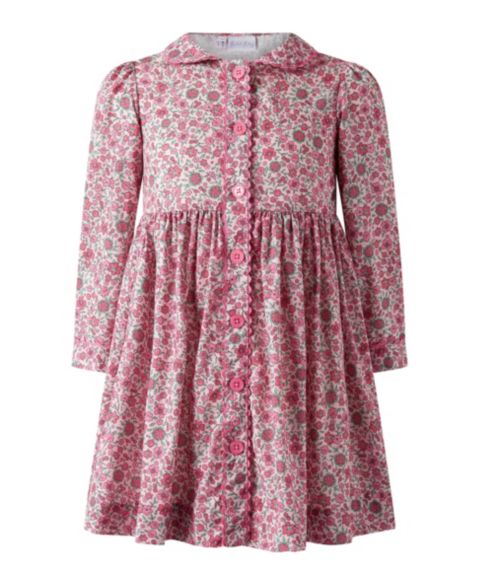 Платье Rachel Riley Cosmos Long-Sleeve Floral-Print Dress для девочек-малышей, цвет: Розовый