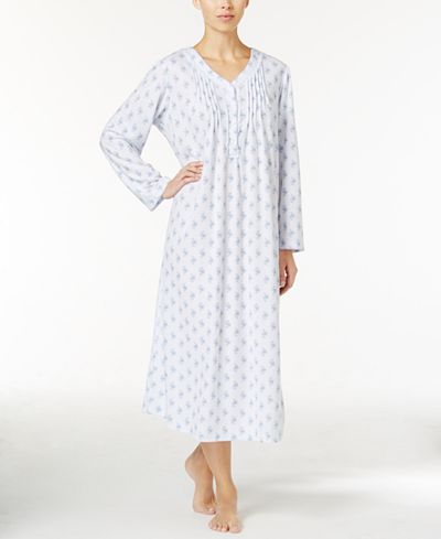 Miss Elaine Floral-Print Honeycomb Knit Nightgown