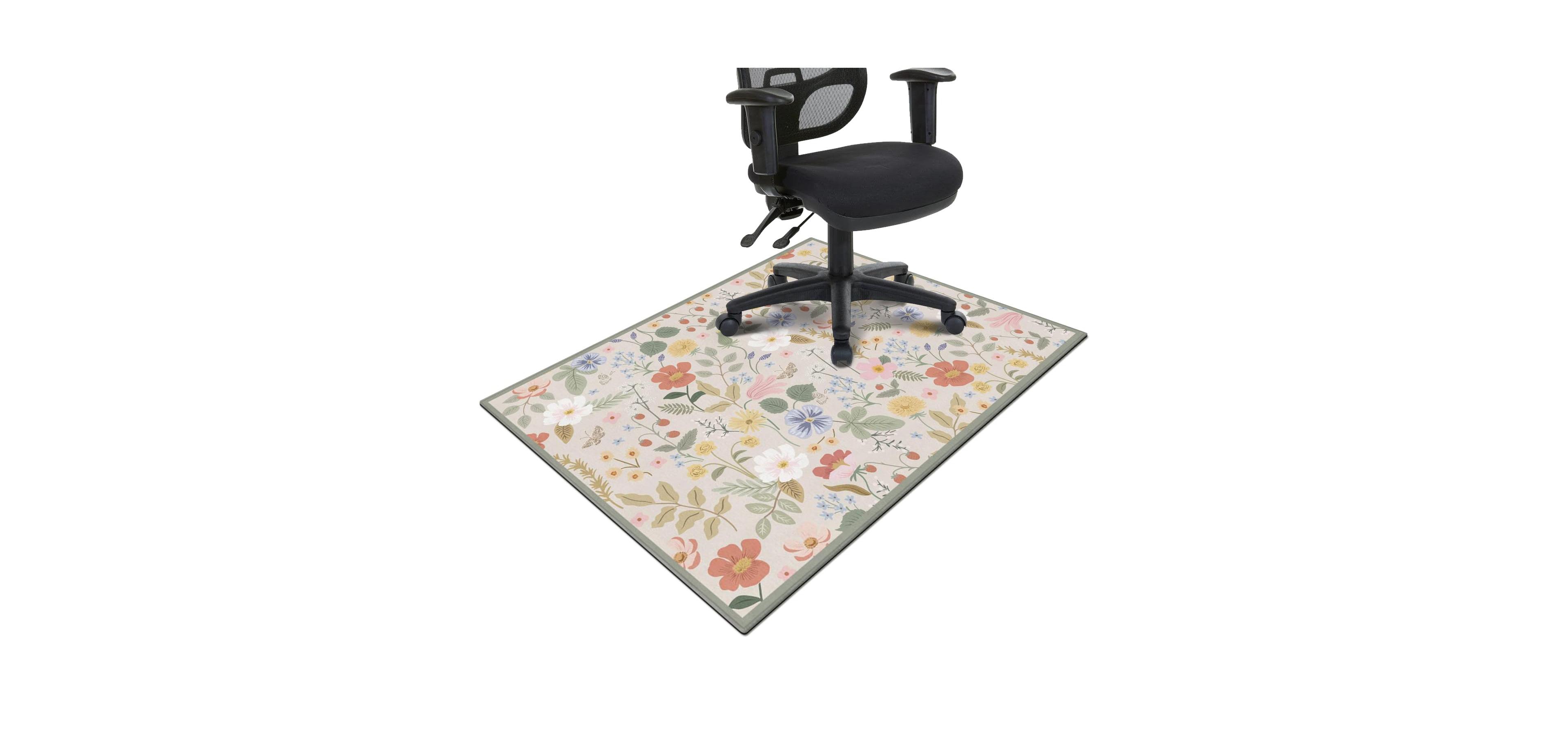 Danrong Boho Floral Desk Chair Mat Non Slip Floor Protector For Hardwood Tile