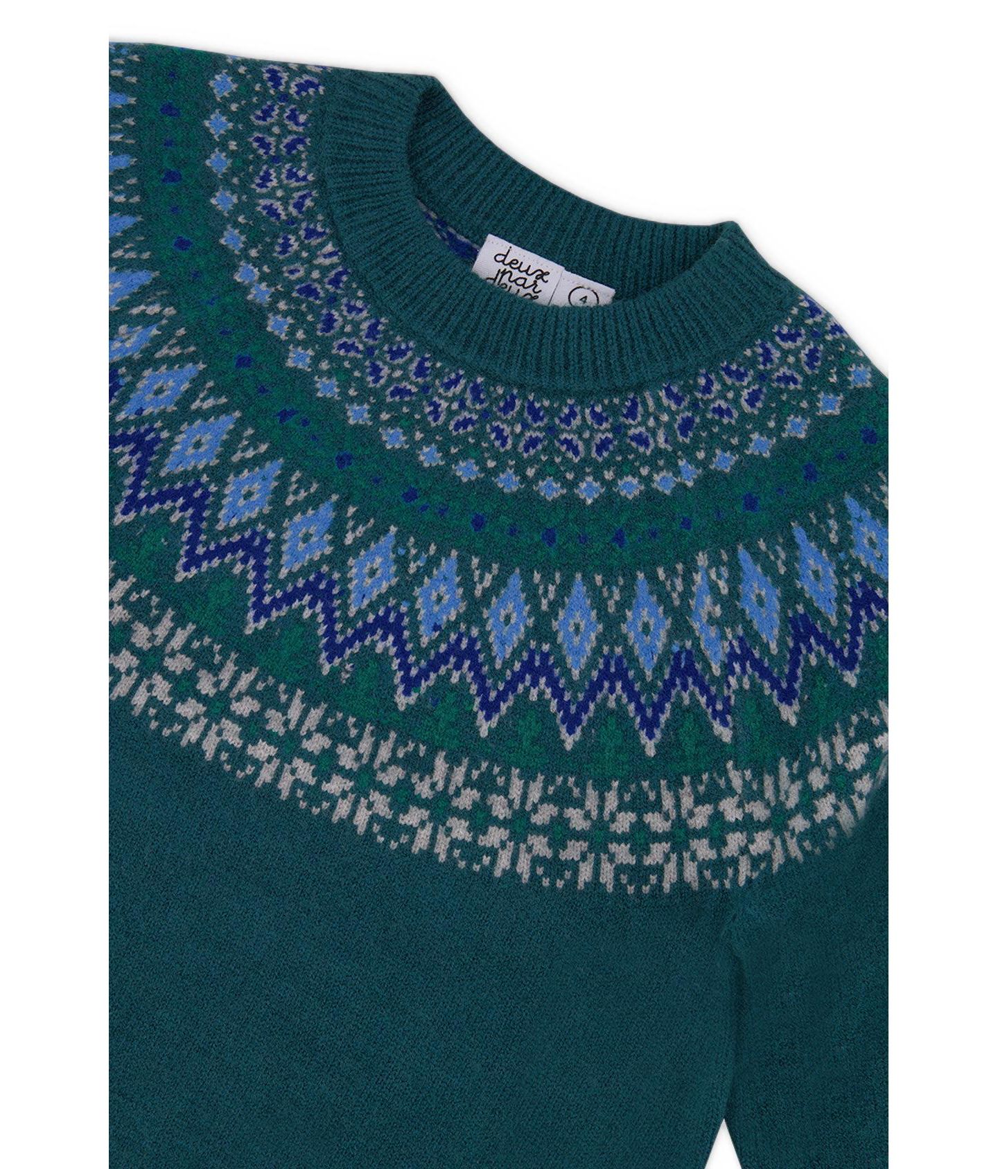 Свитер Deux par Deux Boy Knit with Nordic Jacquard для мальчиков, цвет: Тёмный зелёный — фото 3