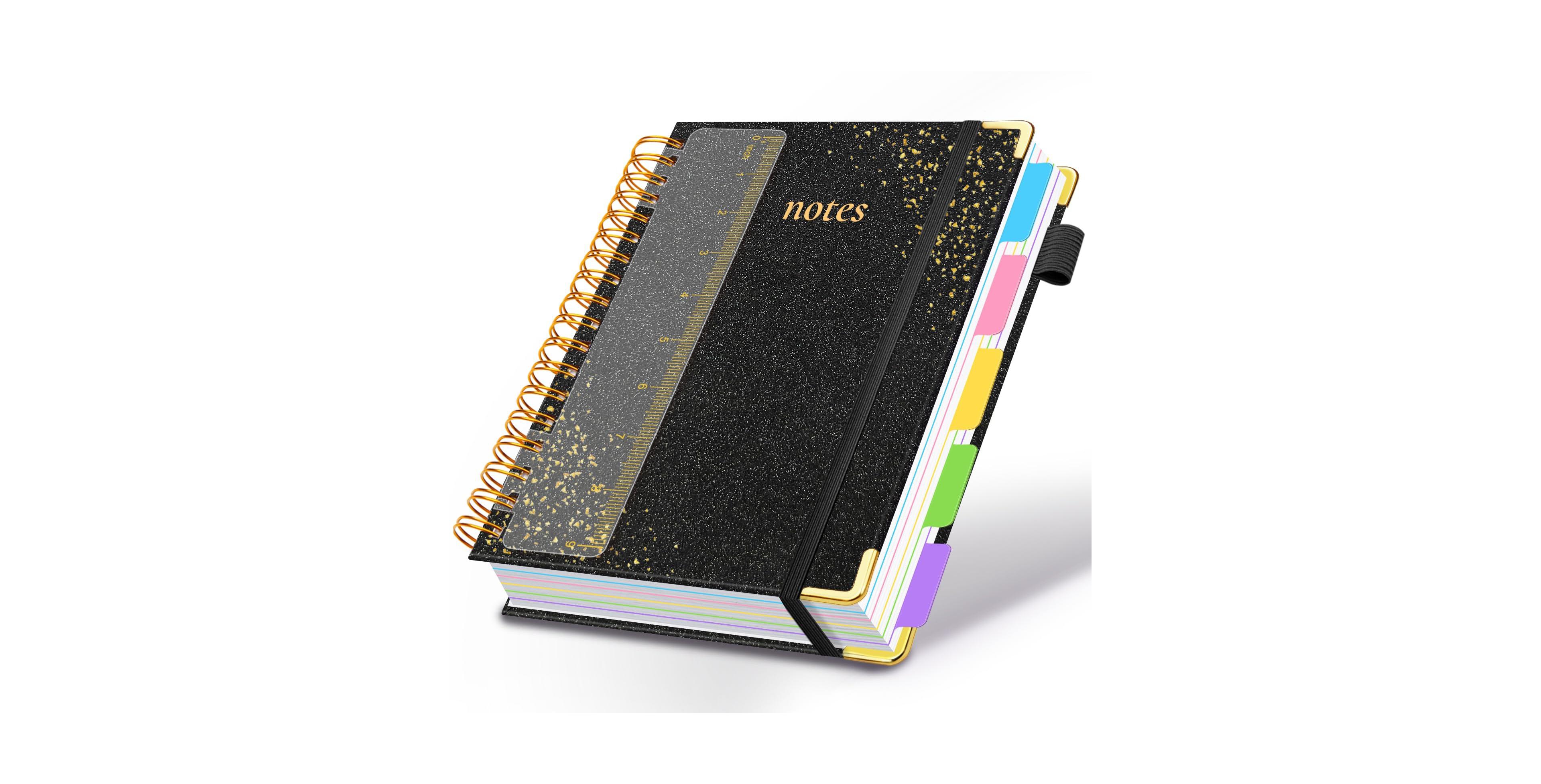 Danrong Hardcover Spiral Notebook 5 Subject Dividers Tabs College Ruled Journal With Pen Holder