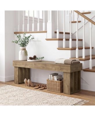 Modern Farmhouse Bench, 55-Inch Entryway Bench