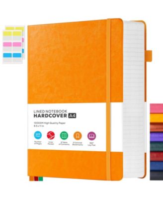Large Hardcover College Ruled Notebook 320 Pages Faux Leather Journal With Bookmark And Pocket