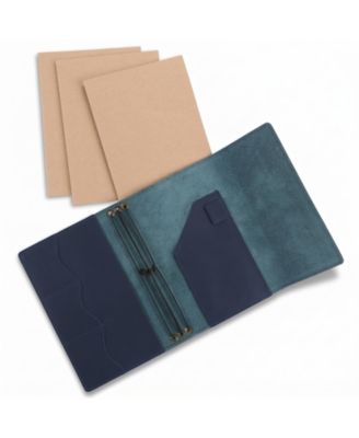 Genuine Leather Refillable Travel Journal Notebook With Card Slots Pen Holder