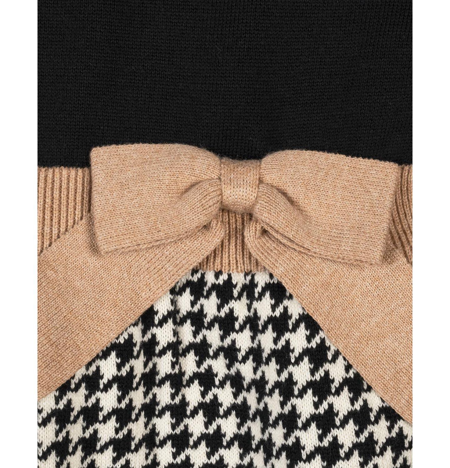Платье Hope & Henry Organic Skater Sweater Dress with Bow для девочек, цвет: Чёрная гусиная лапка — фото 5