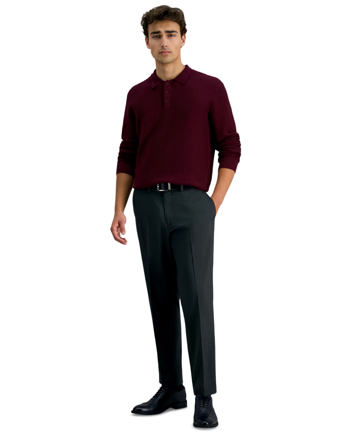 Мужские брюки Kenneth Cole Reaction Slim-Fit Stretch Dress Pants, цвет: Тёмный зелёный — фото 2