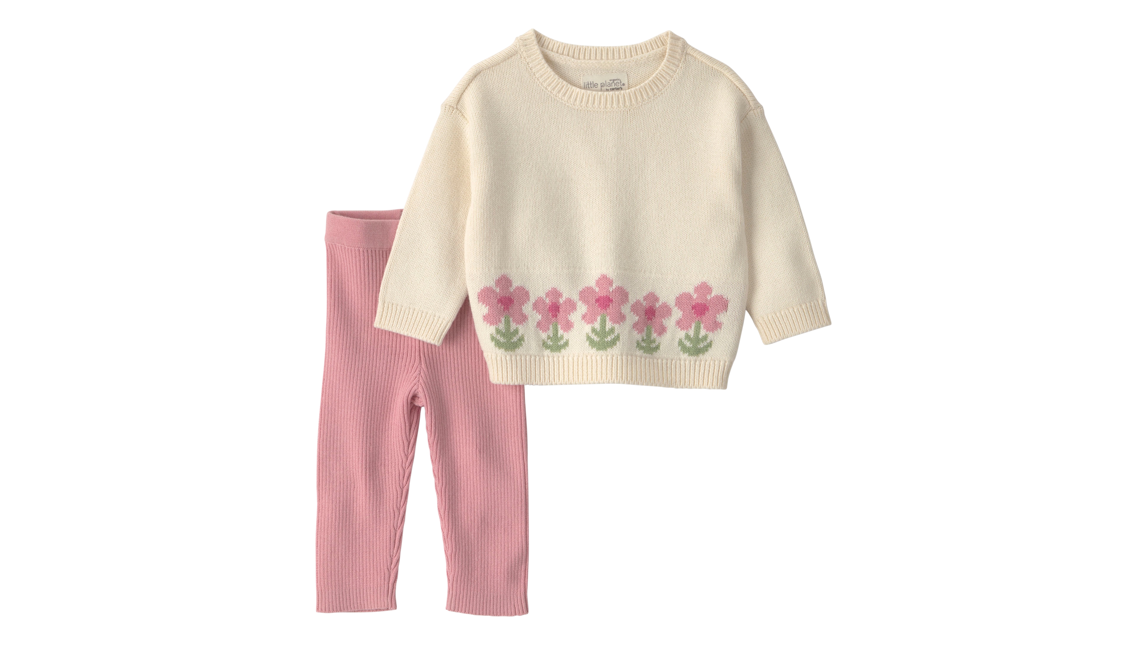 Little Planet by Carter's Baby Girls' Floral-Print Sweater-Knit Top & Pants, 2-Piece Set