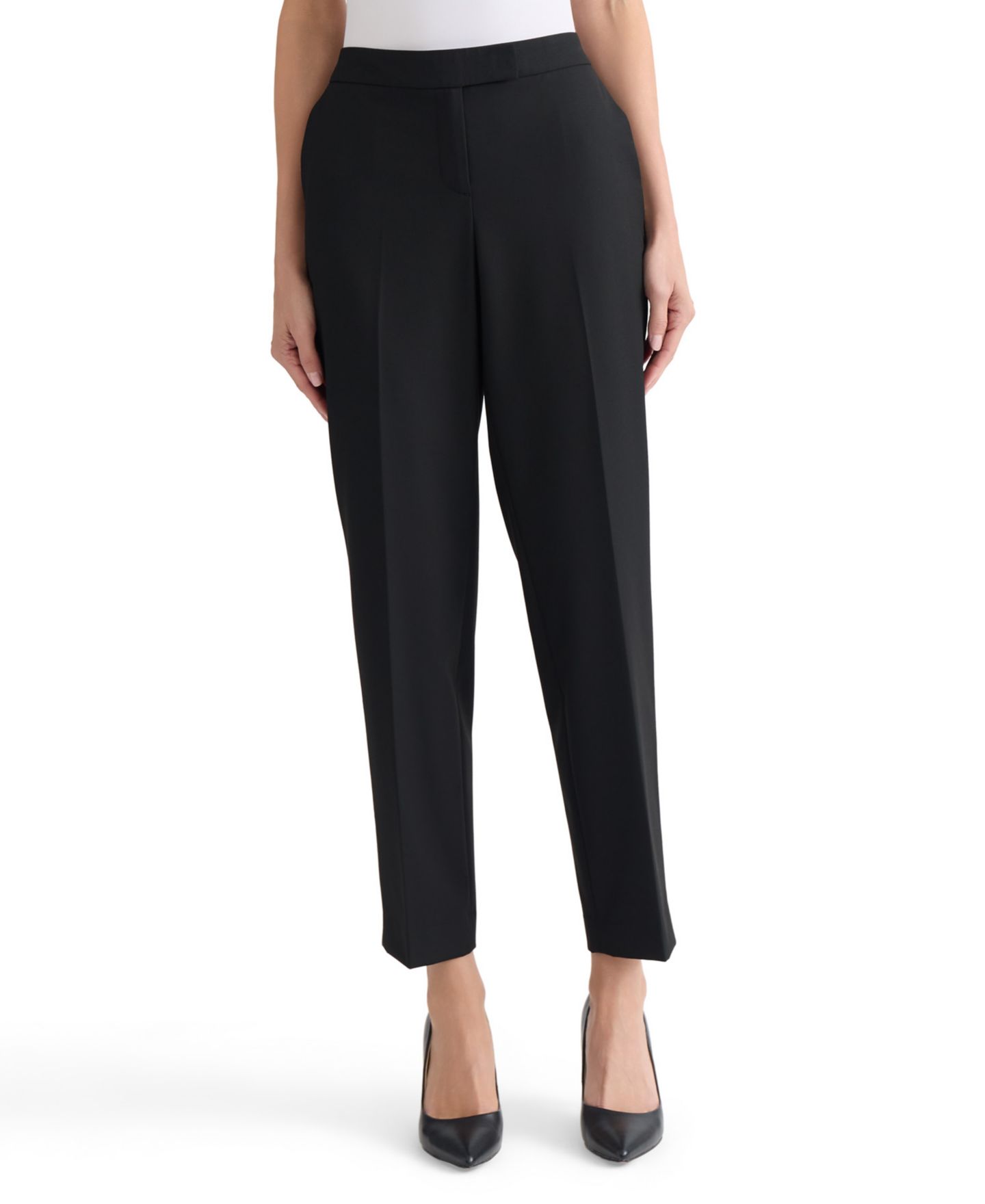 Женские брюки Kasper Machine Washable Mid-Rise Straight Leg Pants, Regular & Petite, цвет: Чёрный — фото 5