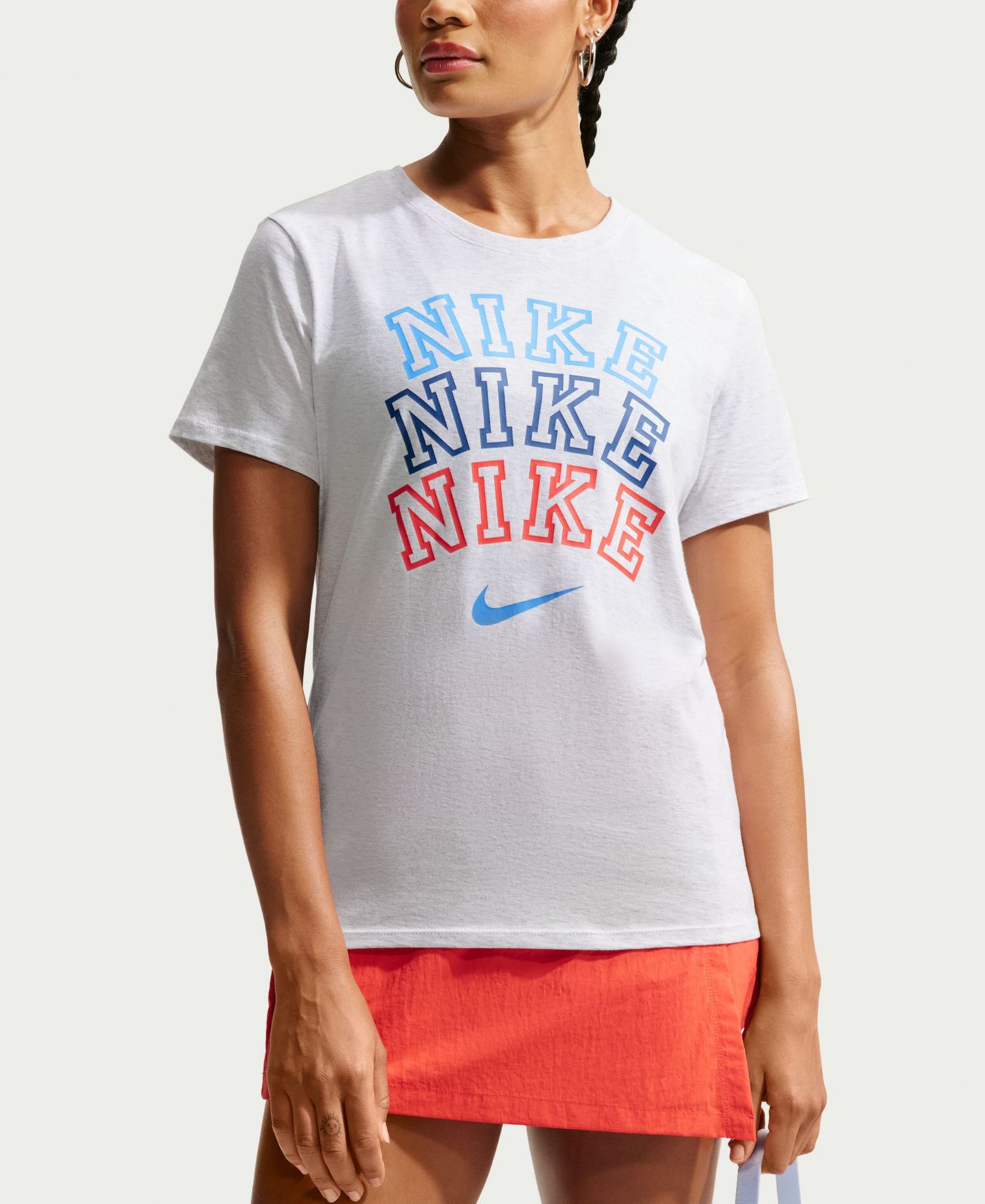 Женская футболка Nike NSW Tee Collegiate Three Graphic Crewneck, цвет: Берёзовый меланжевый — фото 3