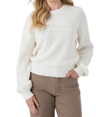 Women's Faith Long-Sleeve Ribbed-Knit Crewneck Sweater