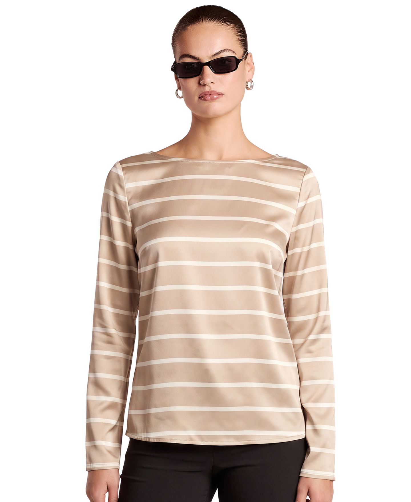 Женская блузка 4th & Reckless Leroy Stripe Boat-Neck Long-Sleeve, цвет: Бежевый — фото 2