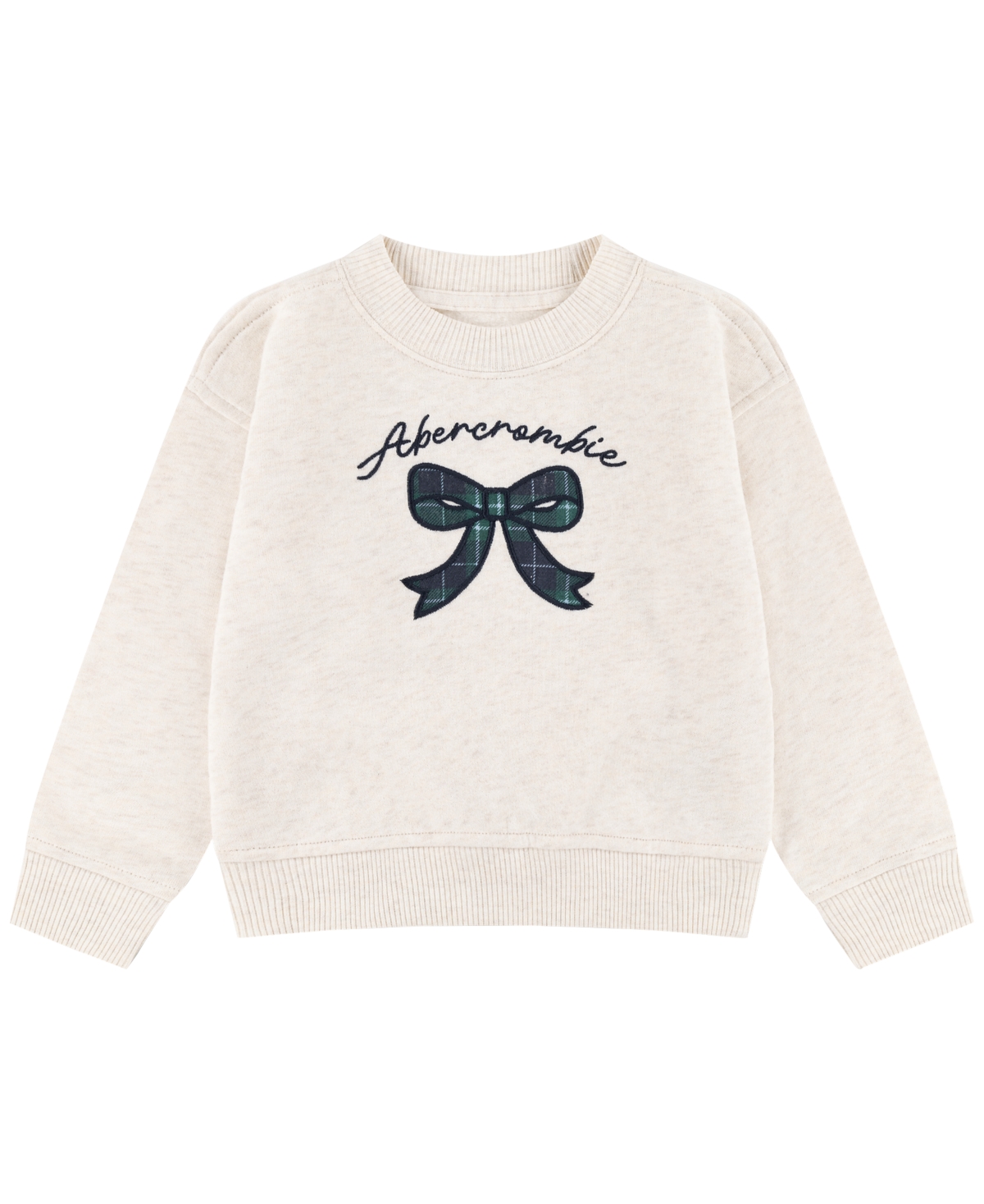 abercrombie kids Toddler Girls' 2T-5T Bow Plaid Fleece Crew Sweatshirt