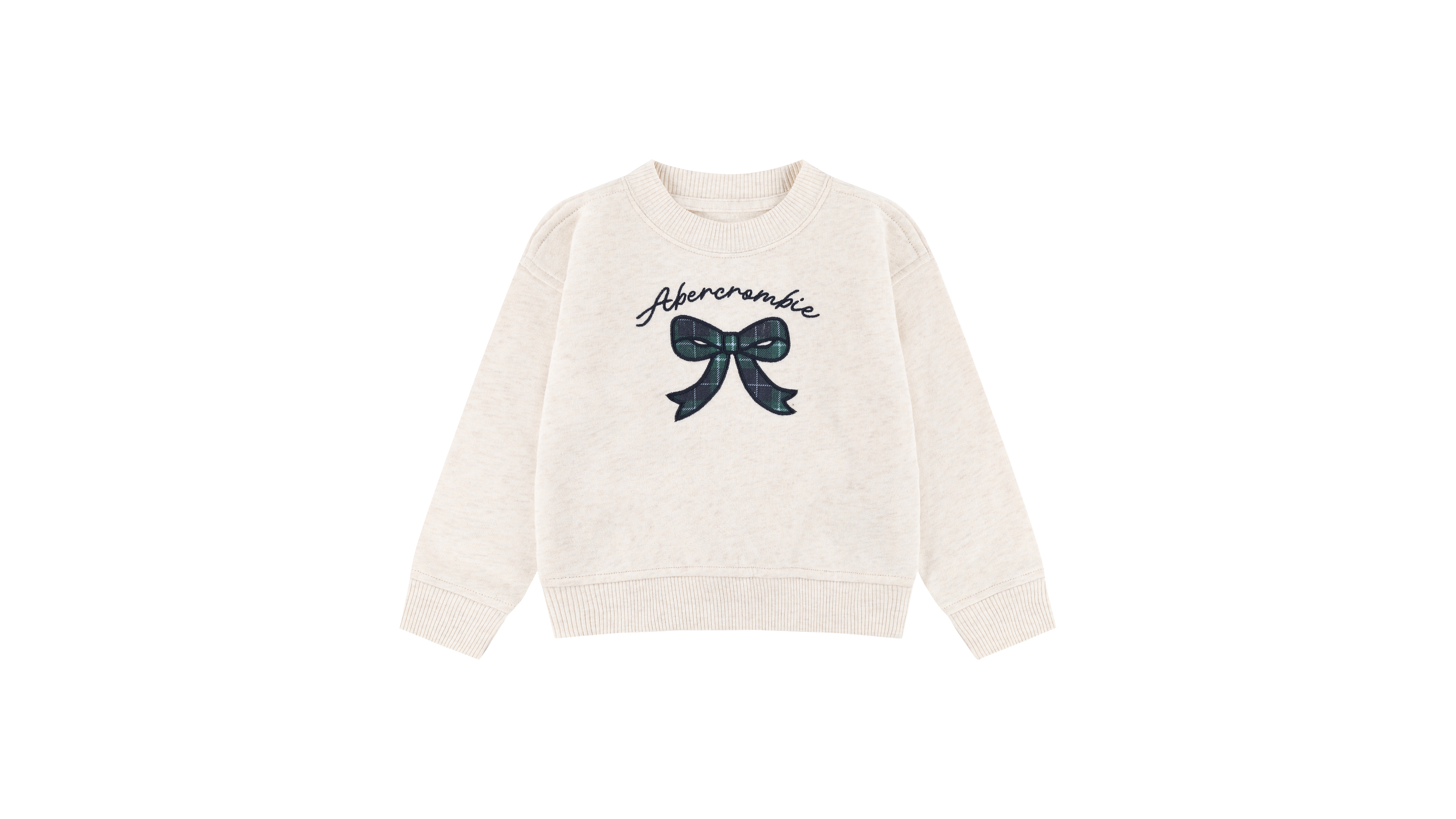 abercrombie kids Toddler Girls' 2T-5T Bow Plaid Fleece Crew Sweatshirt