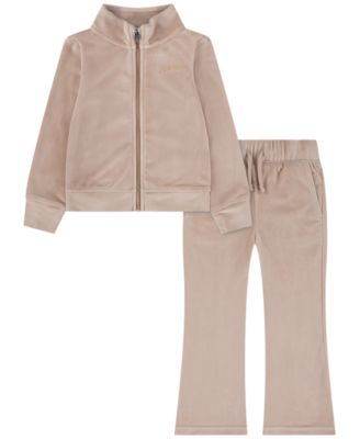 Girls' NB-5T Velour Long-Sleeve Zip Front Top and Pants, 2-Piece Set