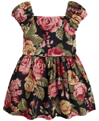 Girls' 2T-6X Floral Fit-and-Flare Puff Sleeve Dress
