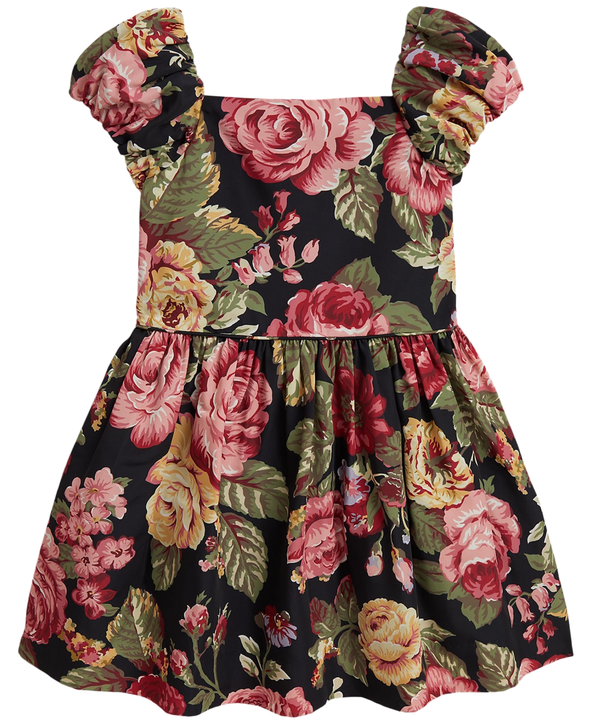 Polo Ralph Lauren Girls' 2T-6X Floral Fit-and-Flare Puff Sleeve Dress