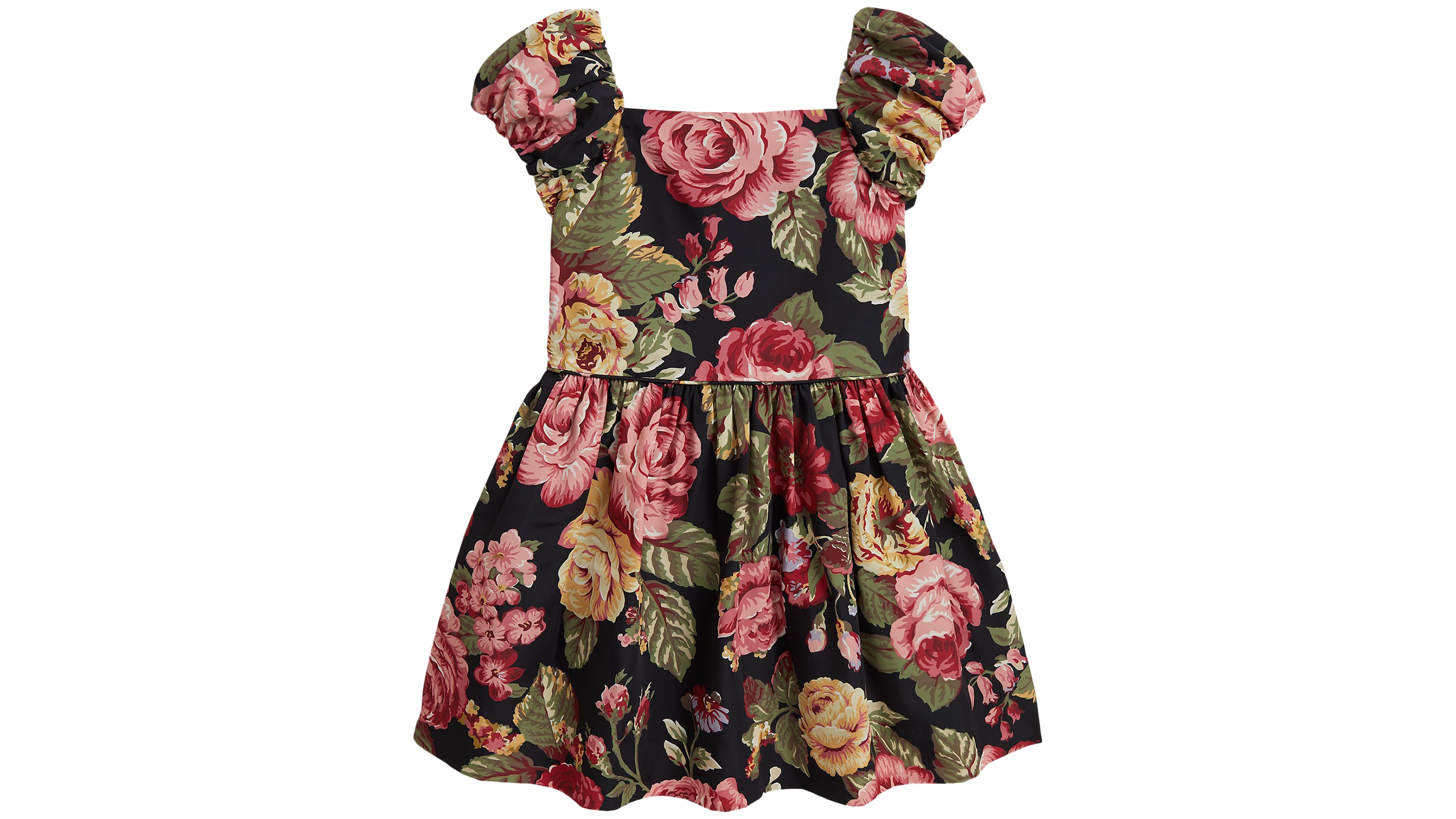 Polo Ralph Lauren Girls' 2T-6X Floral Fit-and-Flare Puff Sleeve Dress