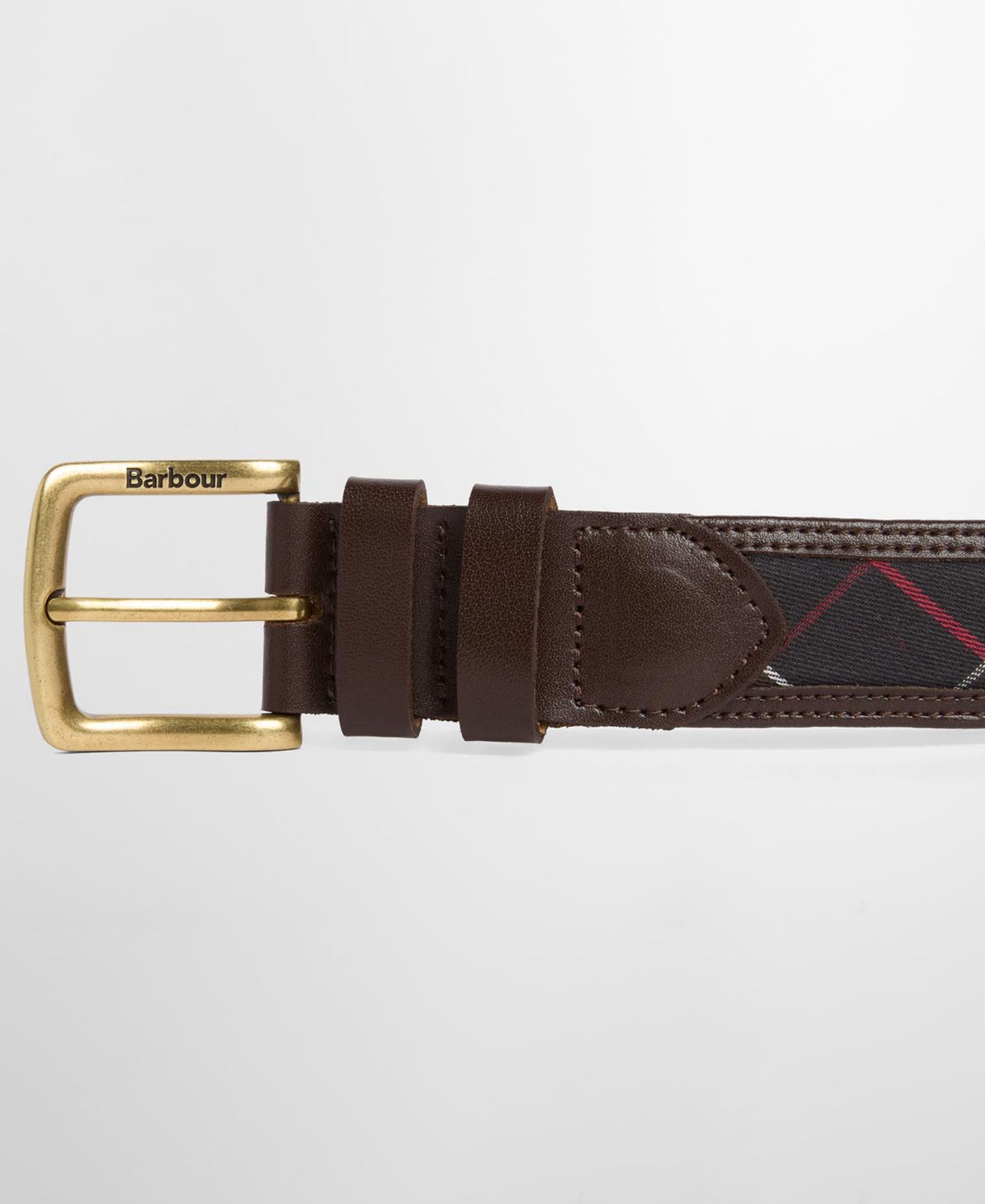Мужской ремень Barbour 30MM Tartan Leather Belt, цвет: Коричневый — фото 3