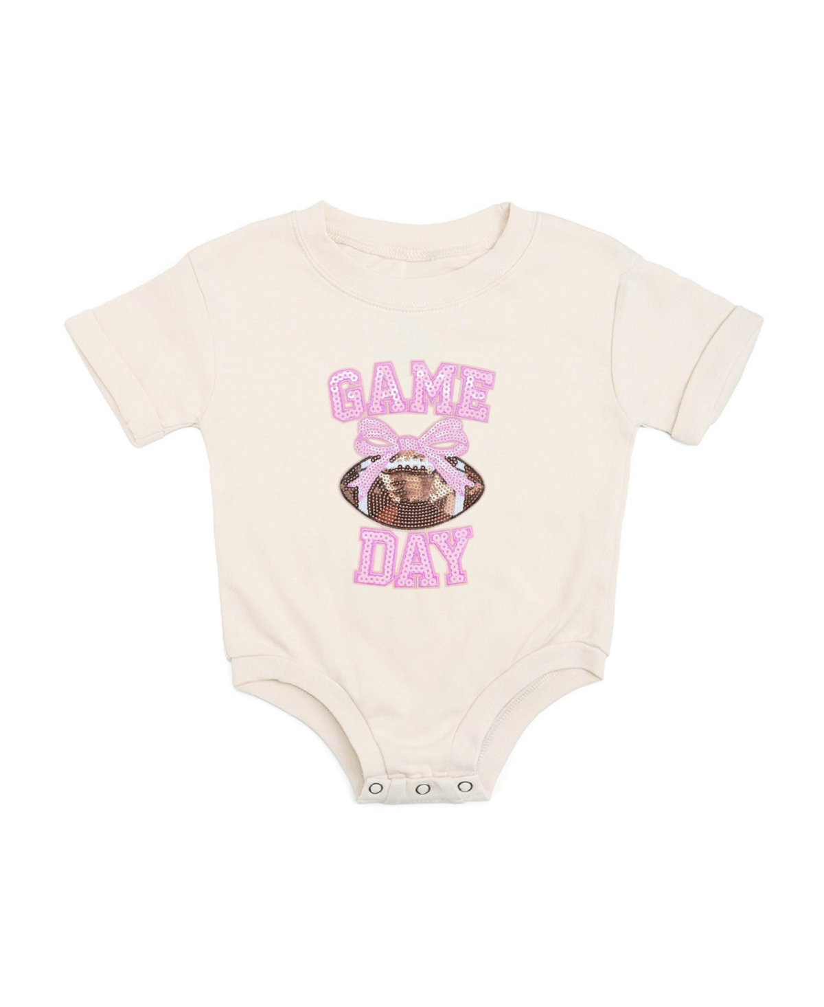 Sweet Wink Baby Girls 0-24M Game Day Sequin Patch Short Sleeve Romper