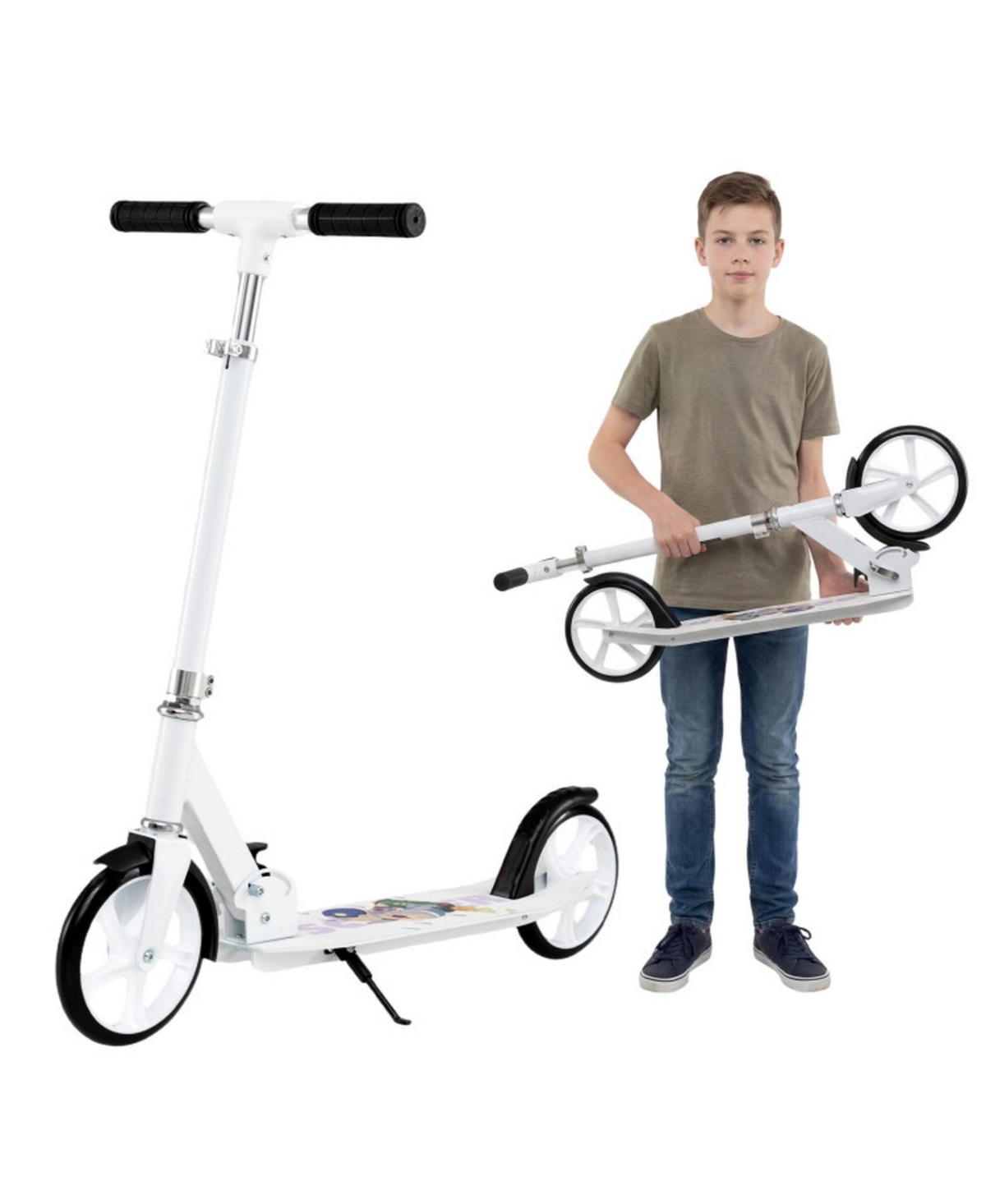 Sugift Folding Aluminum Kick Scooter with Adjustable Height, 220 lb Capacity, Ages 8+