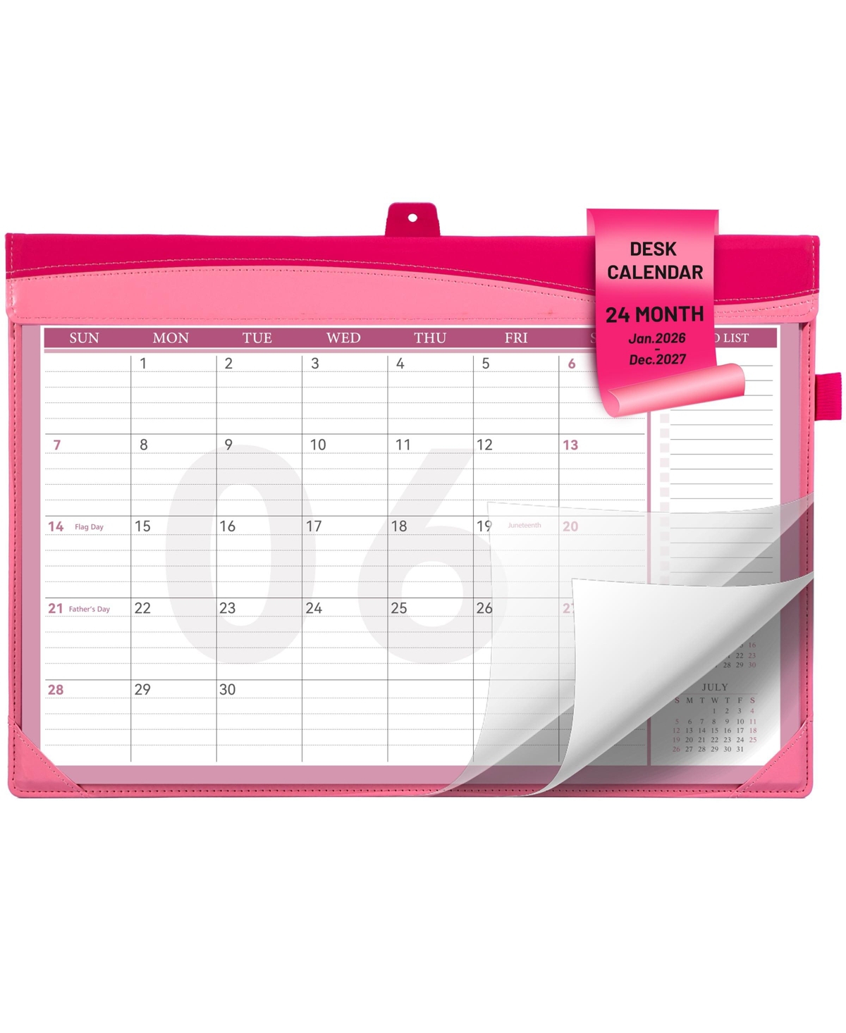 Danrong 24 Month Desk Calendar Leather Desktop With To Do Lists Storage Pocket For Work Office Home