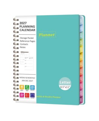 Planner Weekly Monthly Calendar Hardcover Spiral Bound Inner Pocket Office School Supplies