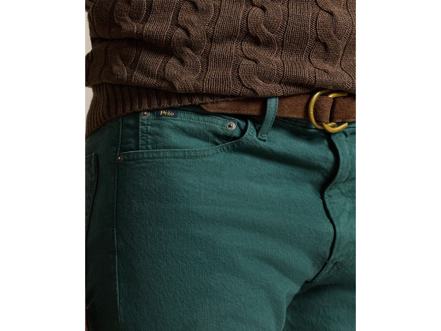 Мужские джинсы Polo Ralph Lauren Big & Tall Hampton Stretch Garment-Dyed, цвет: Меланжевый зелёный — фото 4