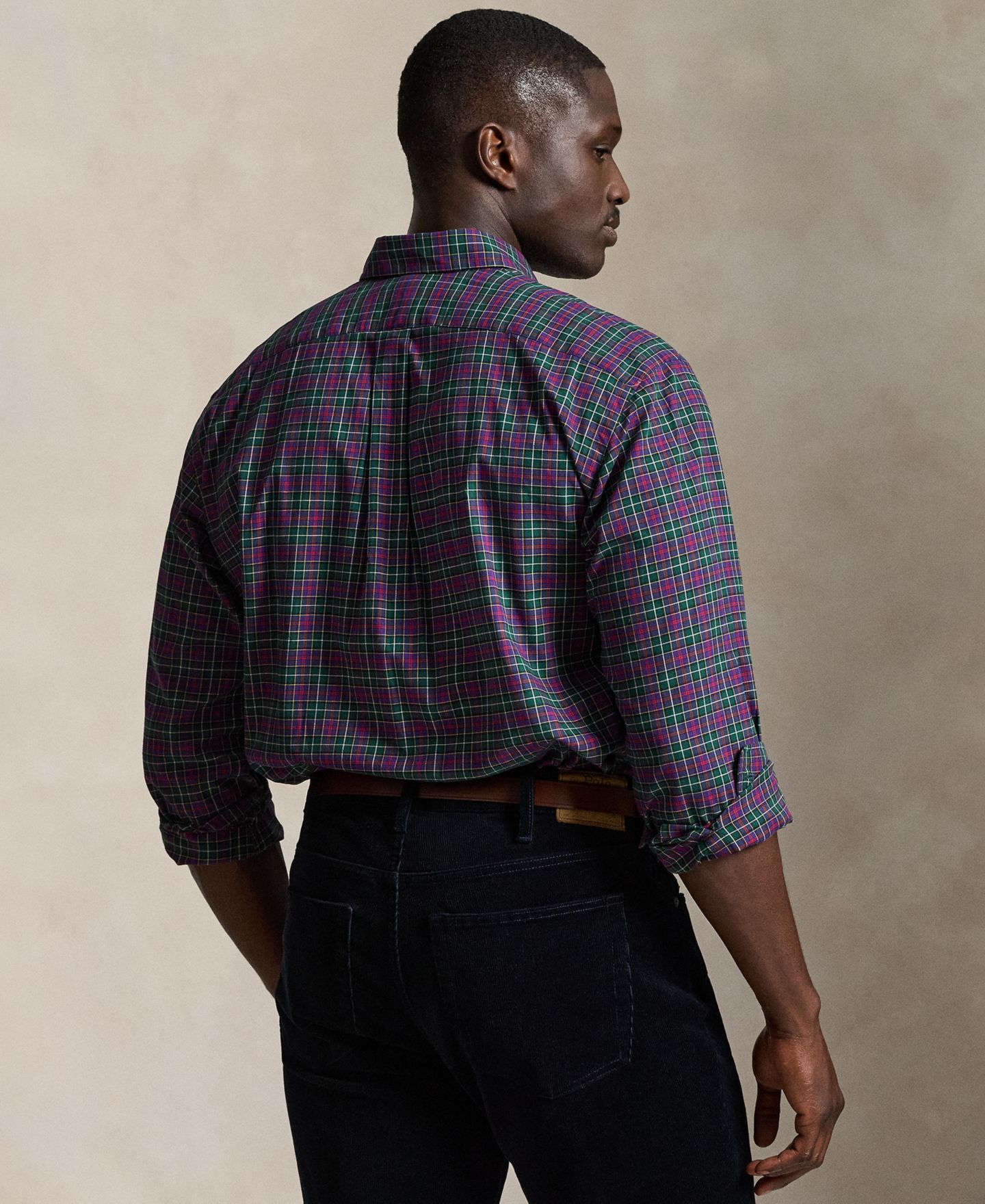 Мужская рубашка Polo Ralph Lauren Big & Tall Cotton Twill, цвет: Мох фиолетовый — фото 4