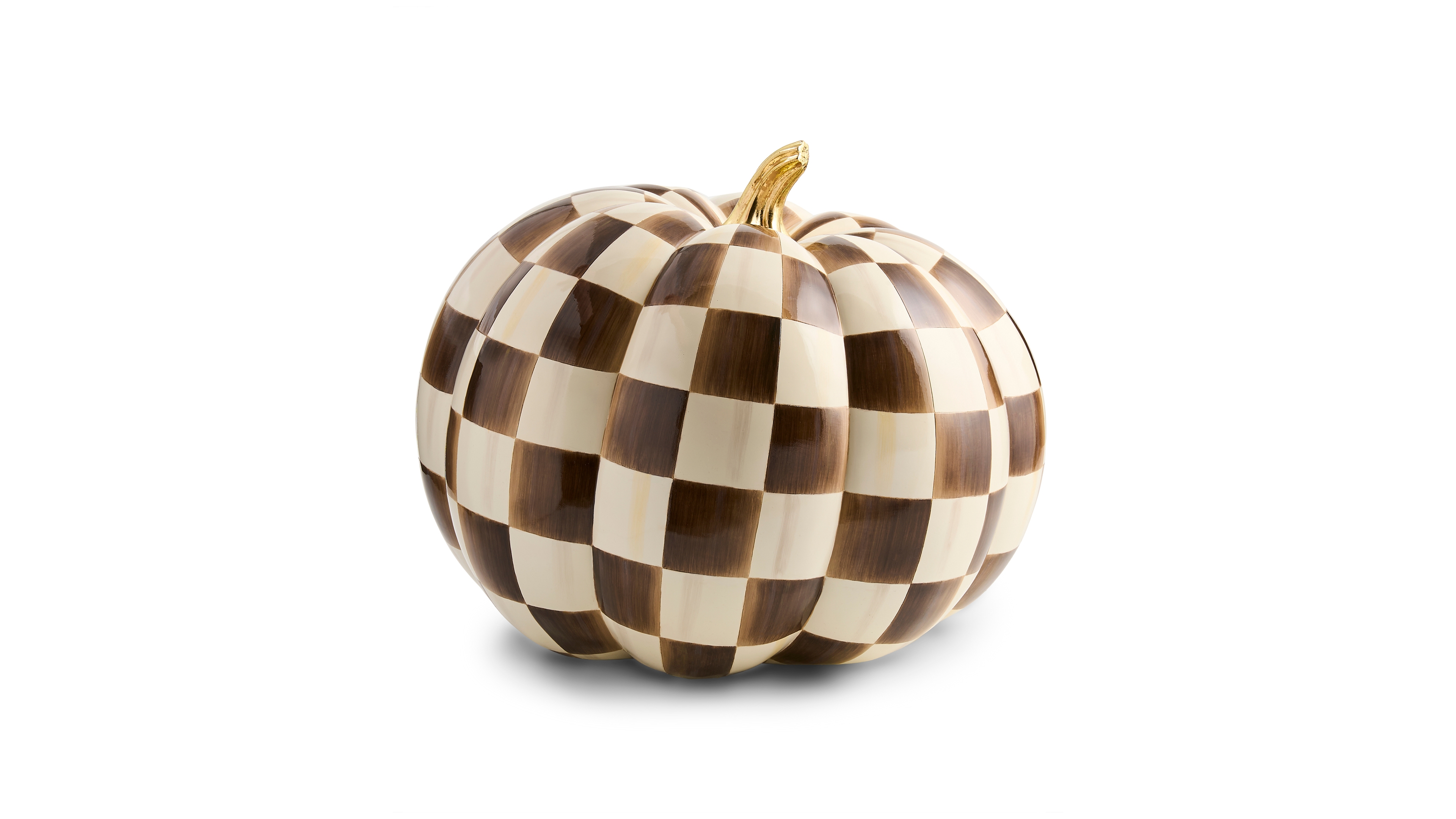 MacKenzie-Childs Chocolate Check Jumbo Pumpkin