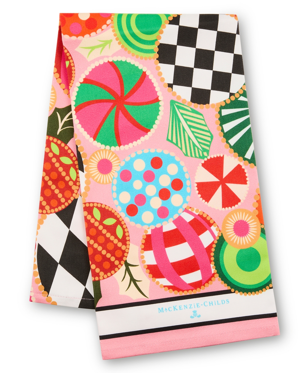 MacKenzie-Childs Jolly Ornaments Printed Dish Towel