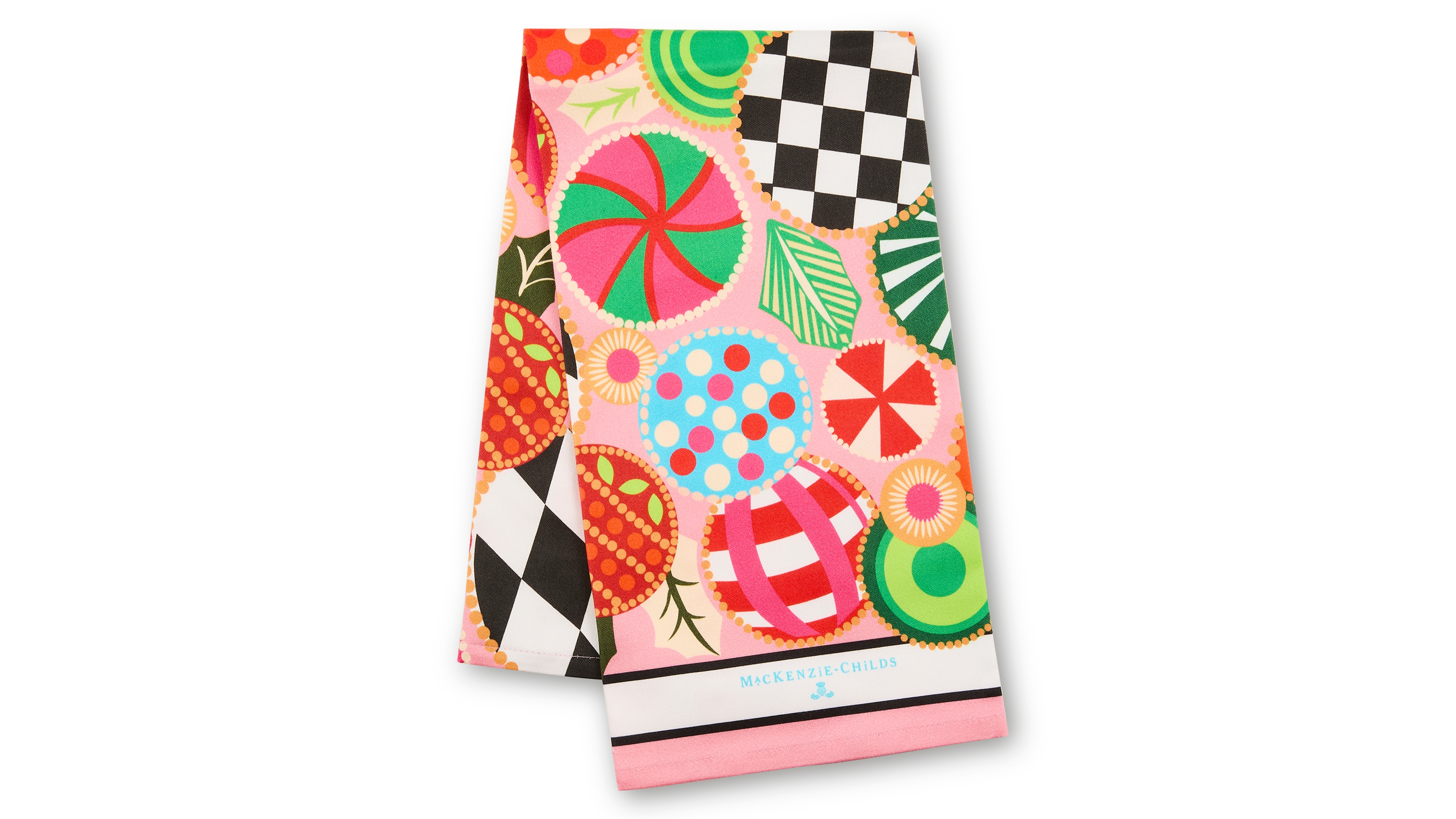 MacKenzie-Childs Jolly Ornaments Printed Dish Towel