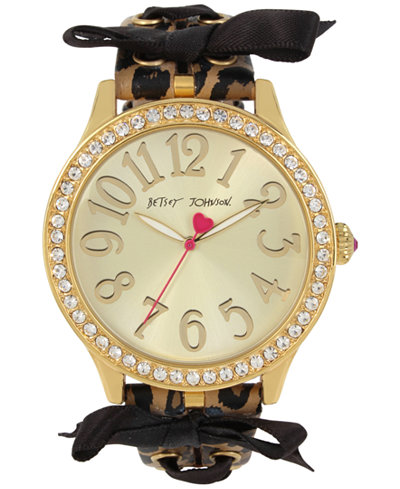 Betsey Johnson Women's Brown Leopard Printed Imitation Leather Strap Watch 42mm BJ00131-78