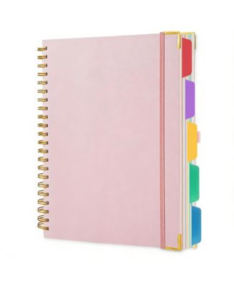 Hardcover Spiral Notebook College Ruled Lined Paper Thick Pages Elastic Closure Pocket Index Tabs