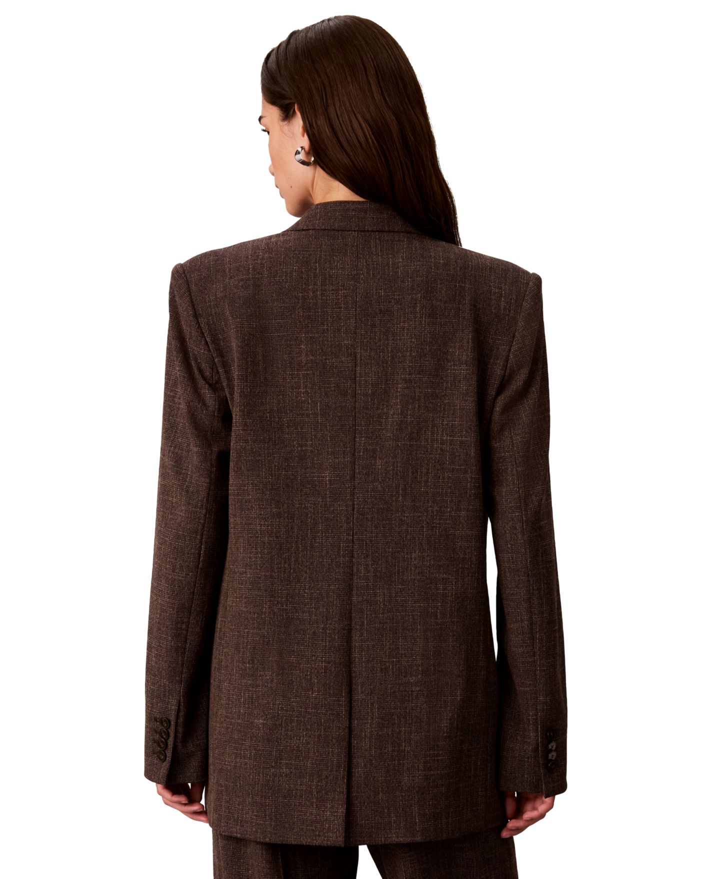 Женский пиджак Calvin Klein Boyfriend Windowpane Stretch Blazer, цвет: Чёрный разноцветный — фото 5