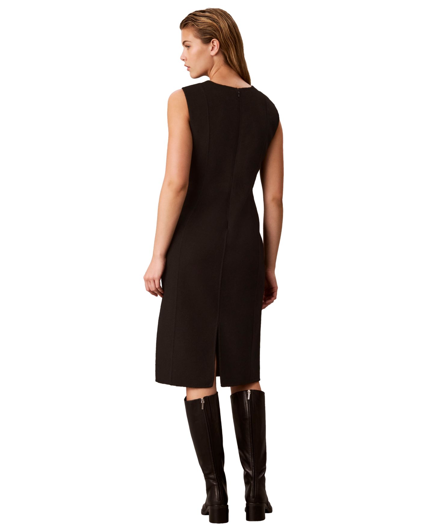 Женское платье Calvin Klein Sleeveless Sheath Midi Wool-Blend, цвет: Чёрный — фото 5