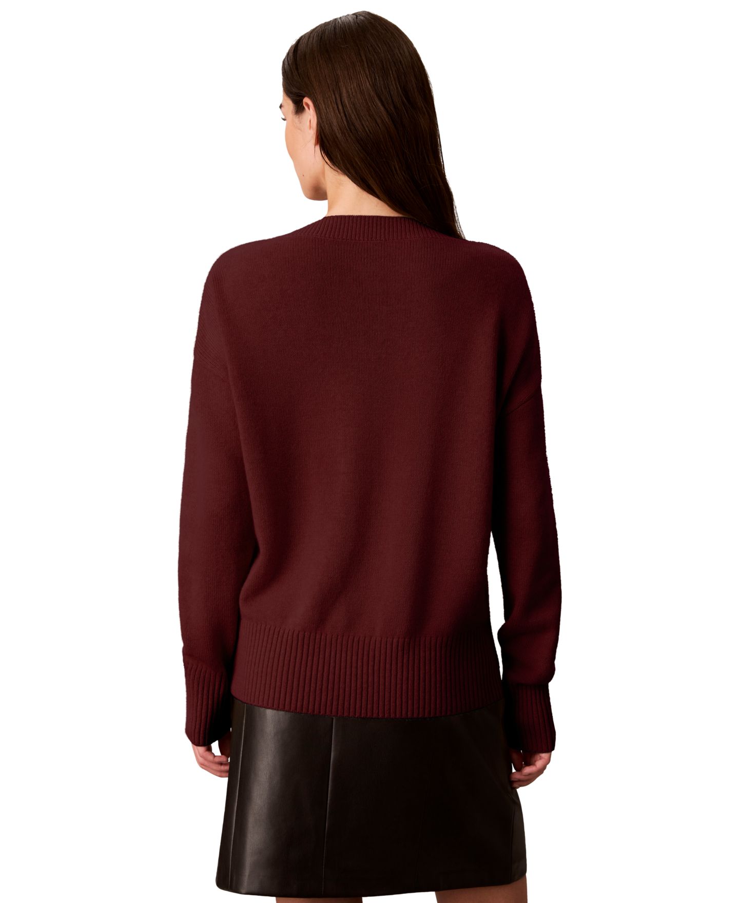 Женский свитер Calvin Klein Bateau Neck Button-Shoulder, цвет: Красное дерево красный — фото 5