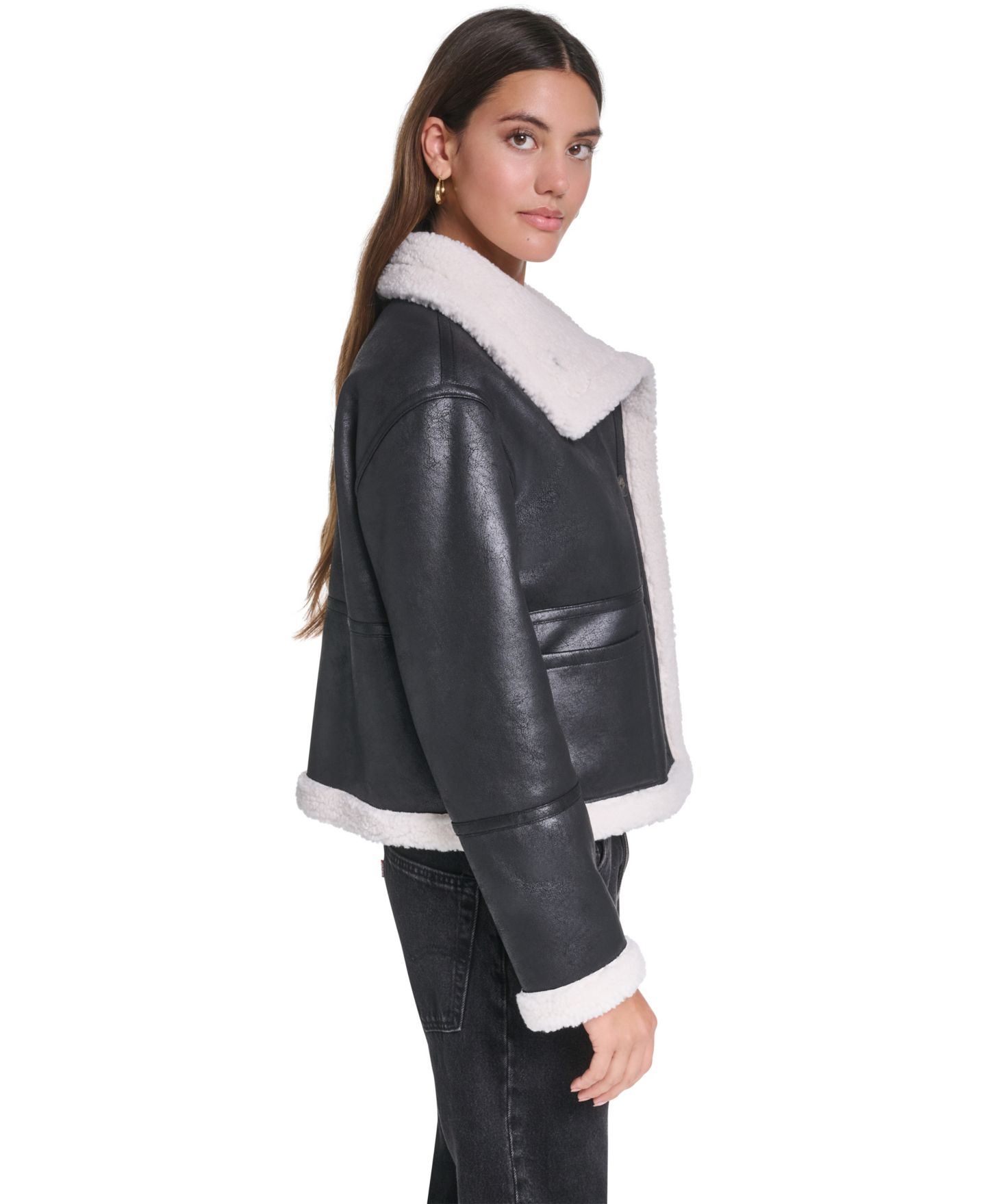 Женская куртка Levi's Reversible Faux Shearling, цвет: Берёзовый чёрный — фото 3