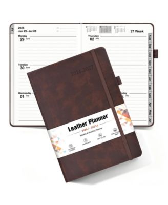 Academic Weekly Monthly Planner Hardcover Leather Organizer For Students Teachers