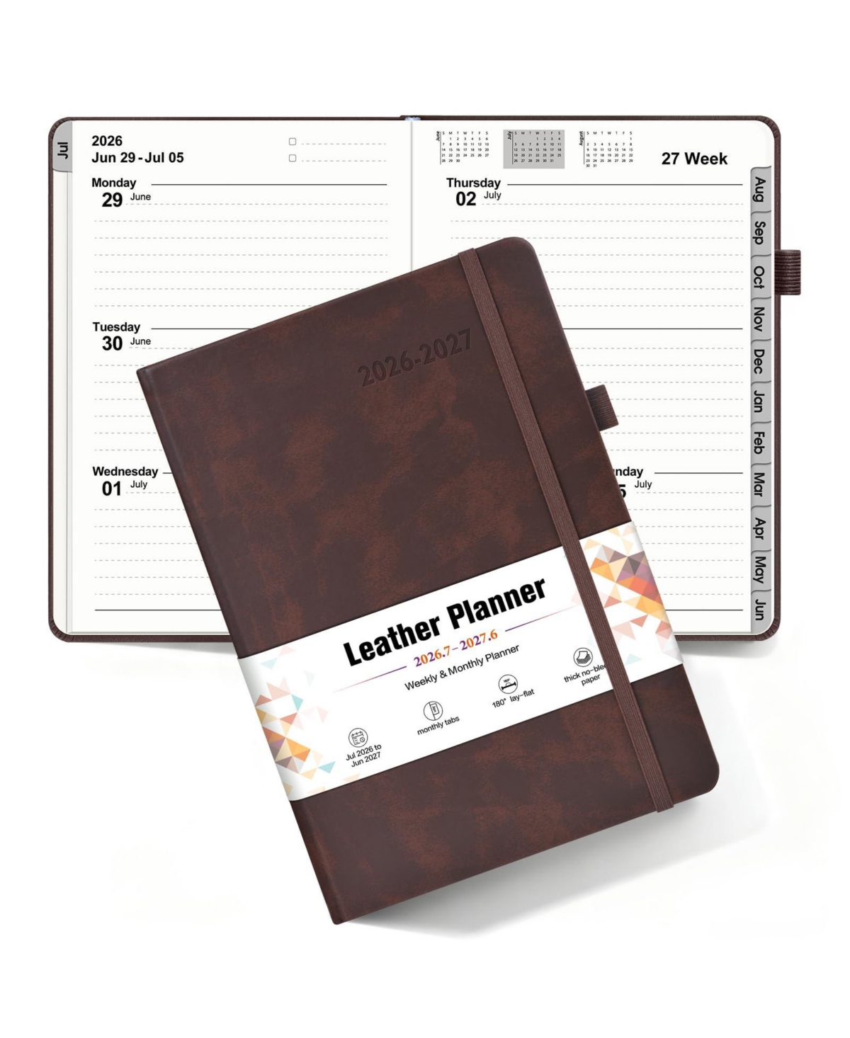 Danrong Academic Weekly Monthly Planner Hardcover Leather Organizer For Students Teachers