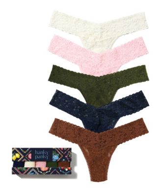 Garden Party Low-Rise Lace Thong, 5-Pack