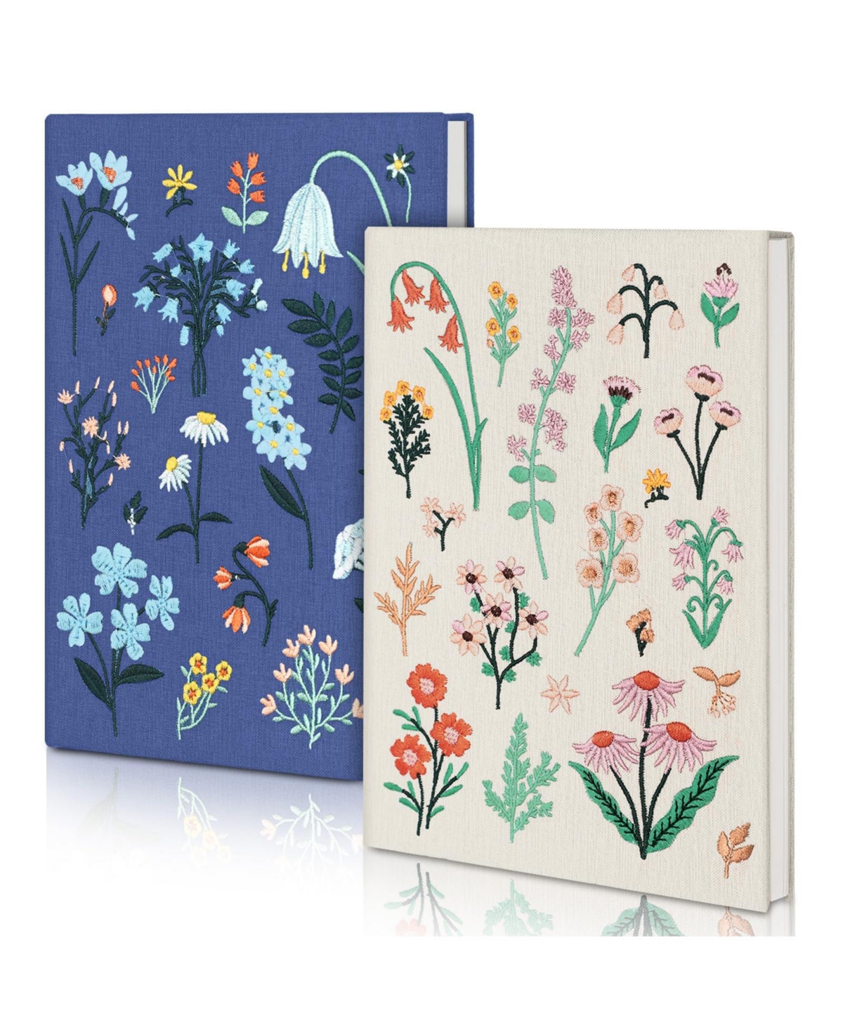 Danrong 2 Pack Floral Embroidery Hardcover Notebook Journal 200 Pages Sketchbook For School Office Travel