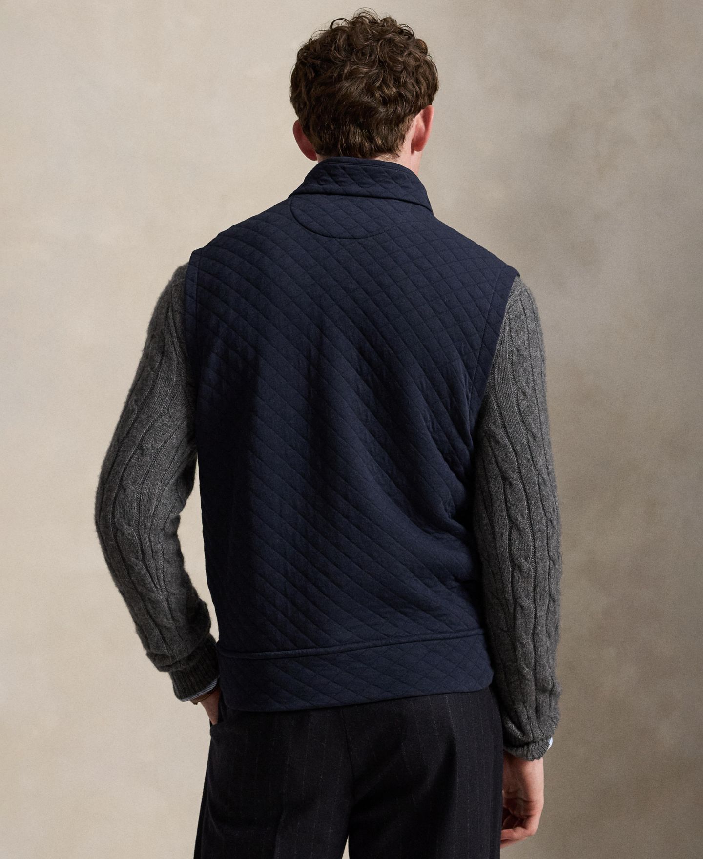 Мужской жилет Polo Ralph Lauren Quilted Double-Knit Jersey, цвет: Тёмно-синий — фото 4