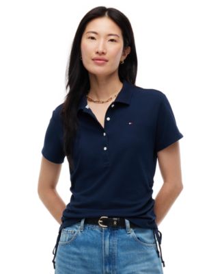 Women's Short-Sleeve Drawstring Polo Shirt