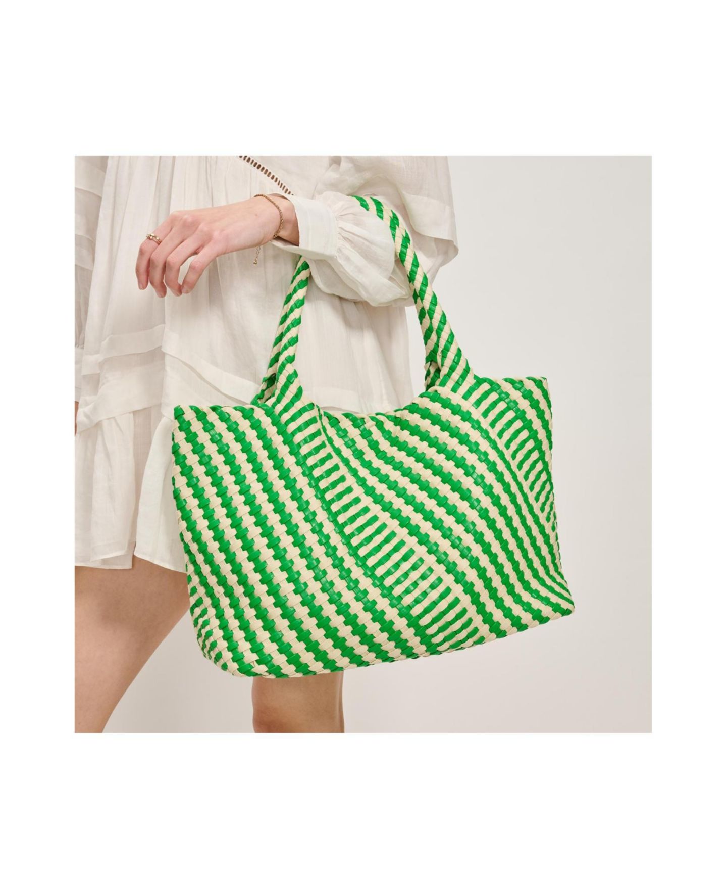 Женская сумка Moda Luxe Solana - Mixed Material Tote, цвет: Зелёная слоновая кость — фото 5