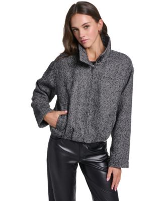 Women's Herringbone Bubble-Hem Bomber Jacket