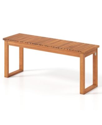 Acacia Wood Outdoor Garden Bench, 800 lbs Slatted Seat Patio Bench for Front Porch