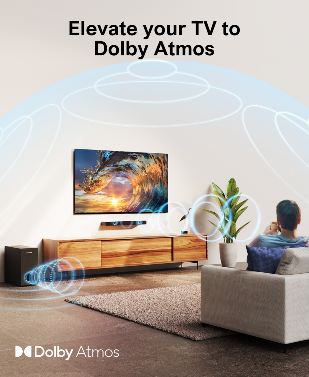 Ultimea Nova S50 2.1-Channel 190W Dolby Atmos Soundbar