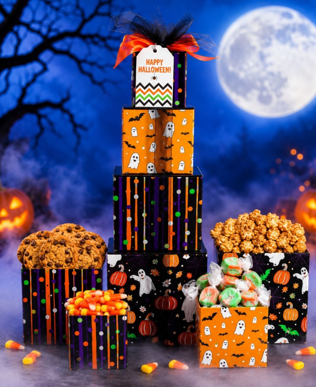 Beyond the Bow Gifts Happy Halloween Treats Gift Tower, 4-Pieces