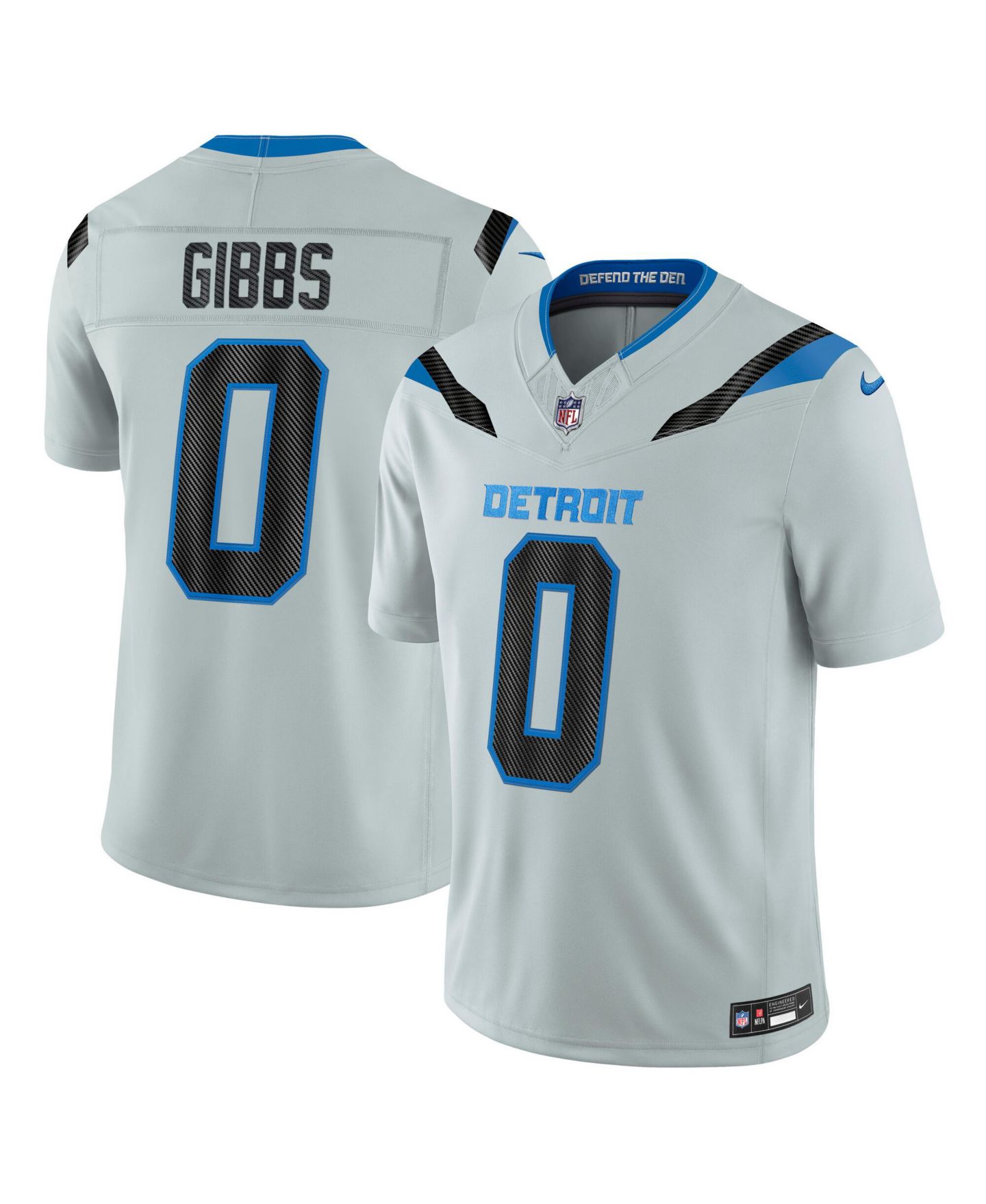 Мужской топ Nike Jahmyr Gibbs Silver Detroit Lions 2026 Rivalries Collection Vapor F.U.S.E Stitched Limited Jersey — фото 1